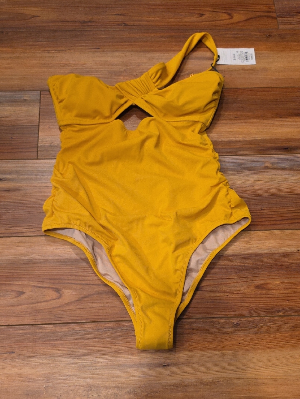 🆕 Shade & Shore Mustard Yellow One-Shoulder Cutout One-Piece Swimsuit